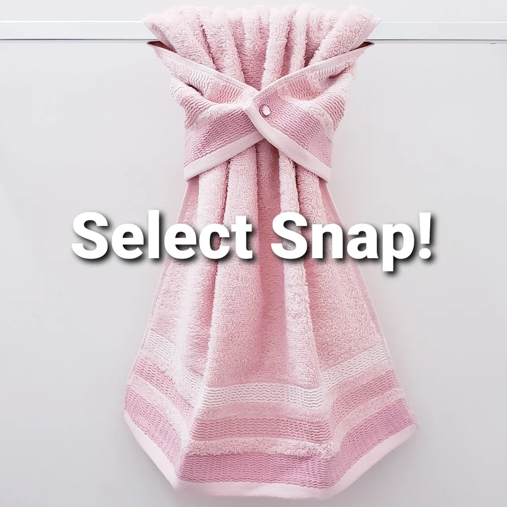 🤍NEW!⬜️  #0970-D■LAST 2️⃣Pink/striped Hang'N'Snap HAND Towel Select snap
